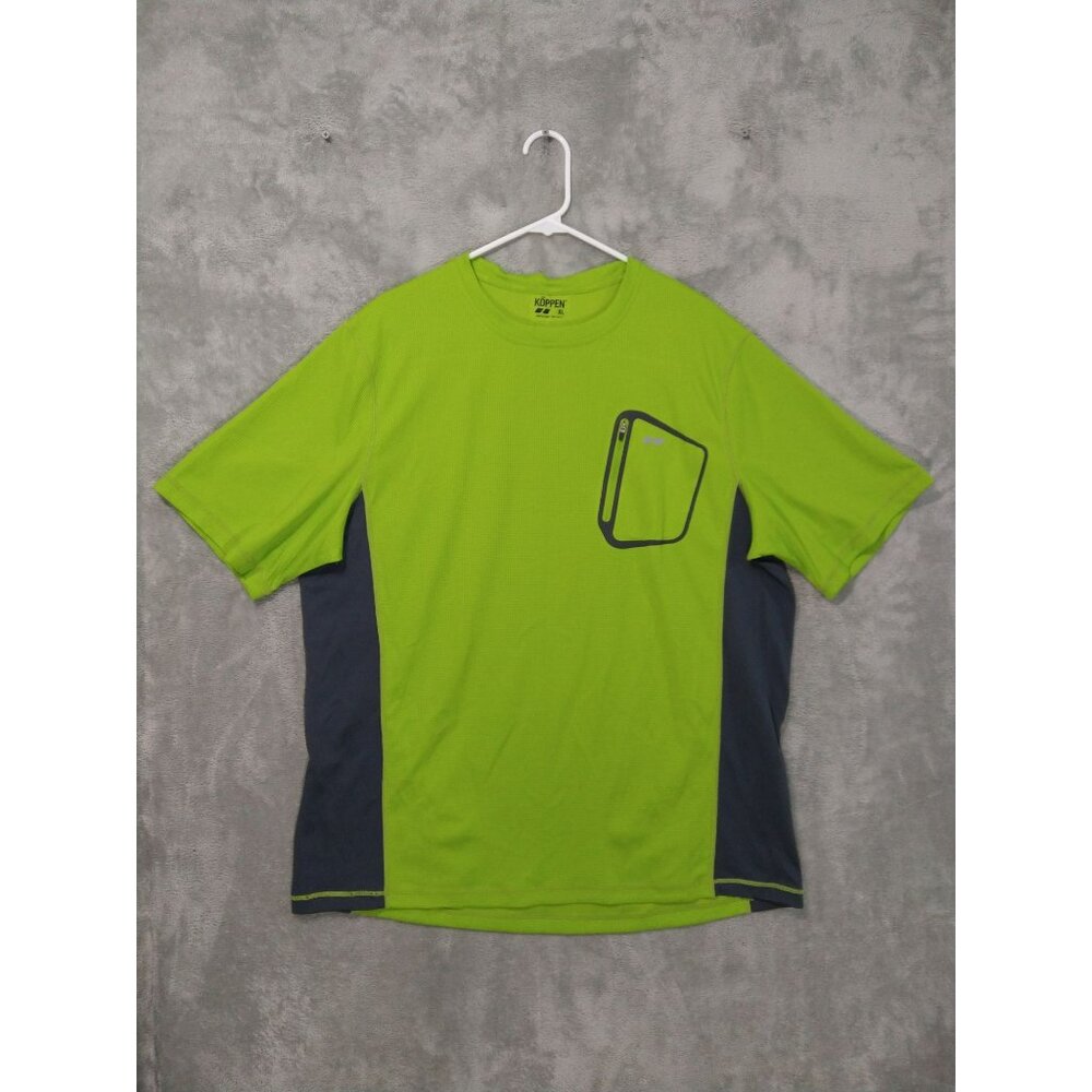Koppen Shirt Mens XL Green Hi Vis Performance Hiking Short Sleeve Pocket Crew